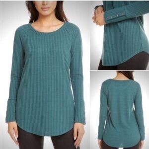 Chaser Waffle Knit Long Sleeve Thermal Top Teal Women’s Size Small
